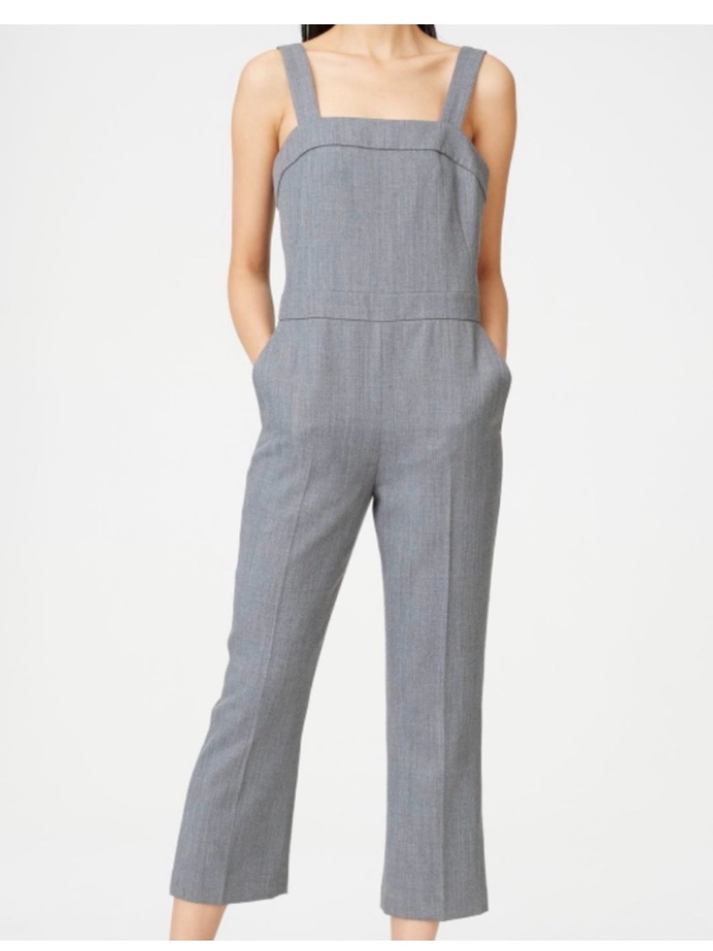 CLUB MONACO WEYLYN Structured Gray Wide-Strap Jumpsuit size 4